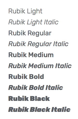 Muestra de la tipografía Rubik