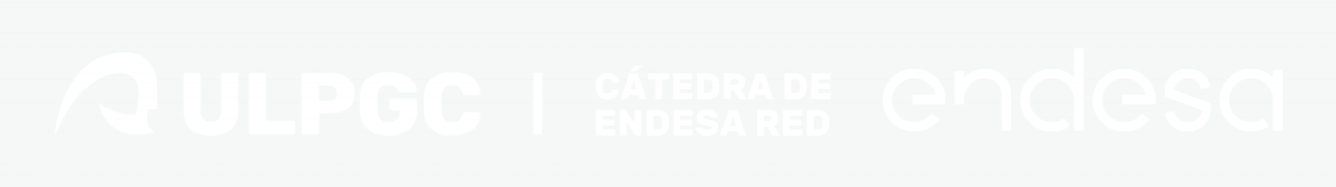 Versión horizontal máxima reducción blanca del logo de la Cátedra Endesa Red