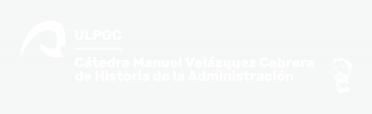 Versión acrónimo horizontal blanca del logo de la Cátedra Manuel Vélazquez Cabrera de Historia de la Administración