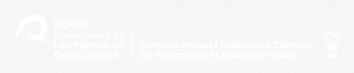 Versión horizontal blanca de uso cotidiano del logo de la Cátedra Manuel Vélazquez Cabrera de Historia de la Administración