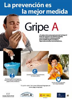 Cartel para la prevención de la Gripe A distribuido en todos los centros universitarios