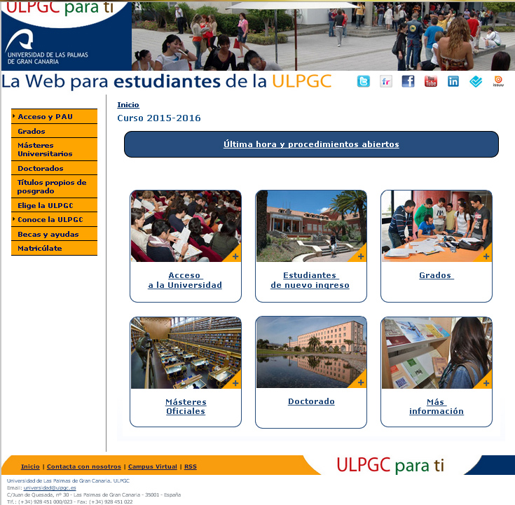 Pantallazo del nuevo portal informativo Pantallazo del nuevo portal informativo