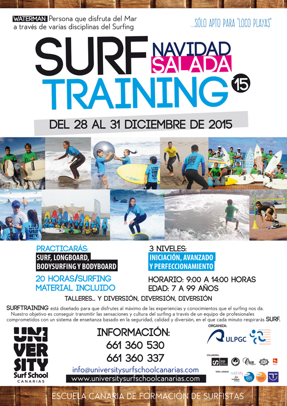 Cartel del Surftraining Navidad Salada 2015