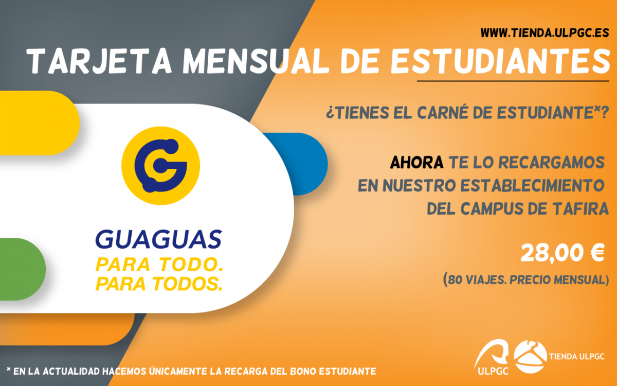 Recarga el Bono Estudiante en la Tienda ULPGC
