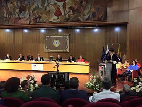 José Regidor durante su último discurso como Rector en el Acto Académico de Apertura del Curso