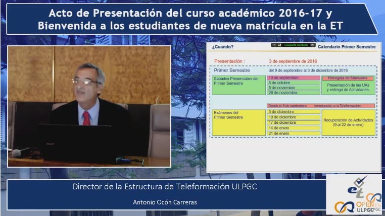 Captura de pantalla de la presentación de la Estructura de Teleformación de la ULPGC