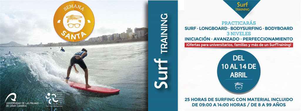 Cartel de la actividad de la Escuela de Surf de la ULPGC