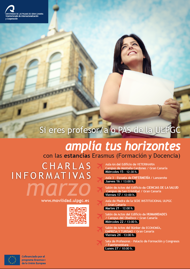 Cartel de las charlas del Programa Erasmus+ de Movilidad STA y STT Cartel de las charlas del Programa Erasmus+ de Movilidad STA y STT