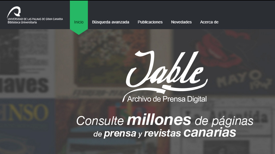 Captura de pantalla del Archivo digital JABLE
