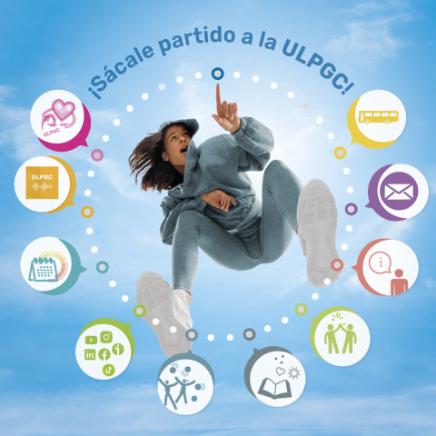 Chica señalando distintos servicios de la ULPGC