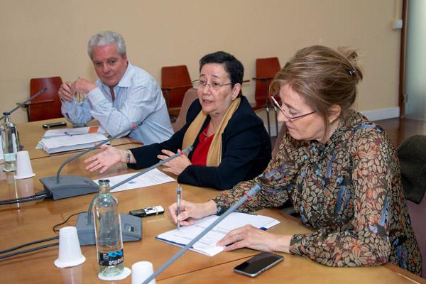 La sesión estuvo presidida por la Rectora Accidental Trinidad Arcos (centro)