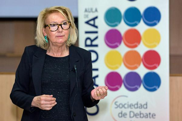 Xesca Vidal, durante la impartición de la conferencia