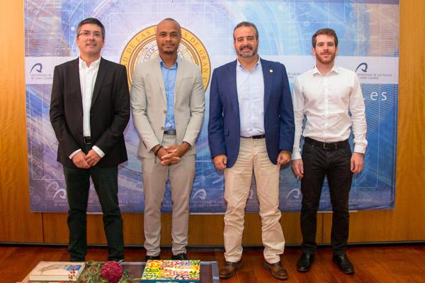 Los representantes de la Guayana Francesa junto al Rector Robaina y al Vicerrector de Internacionalización y Cooperación de la ULPGC